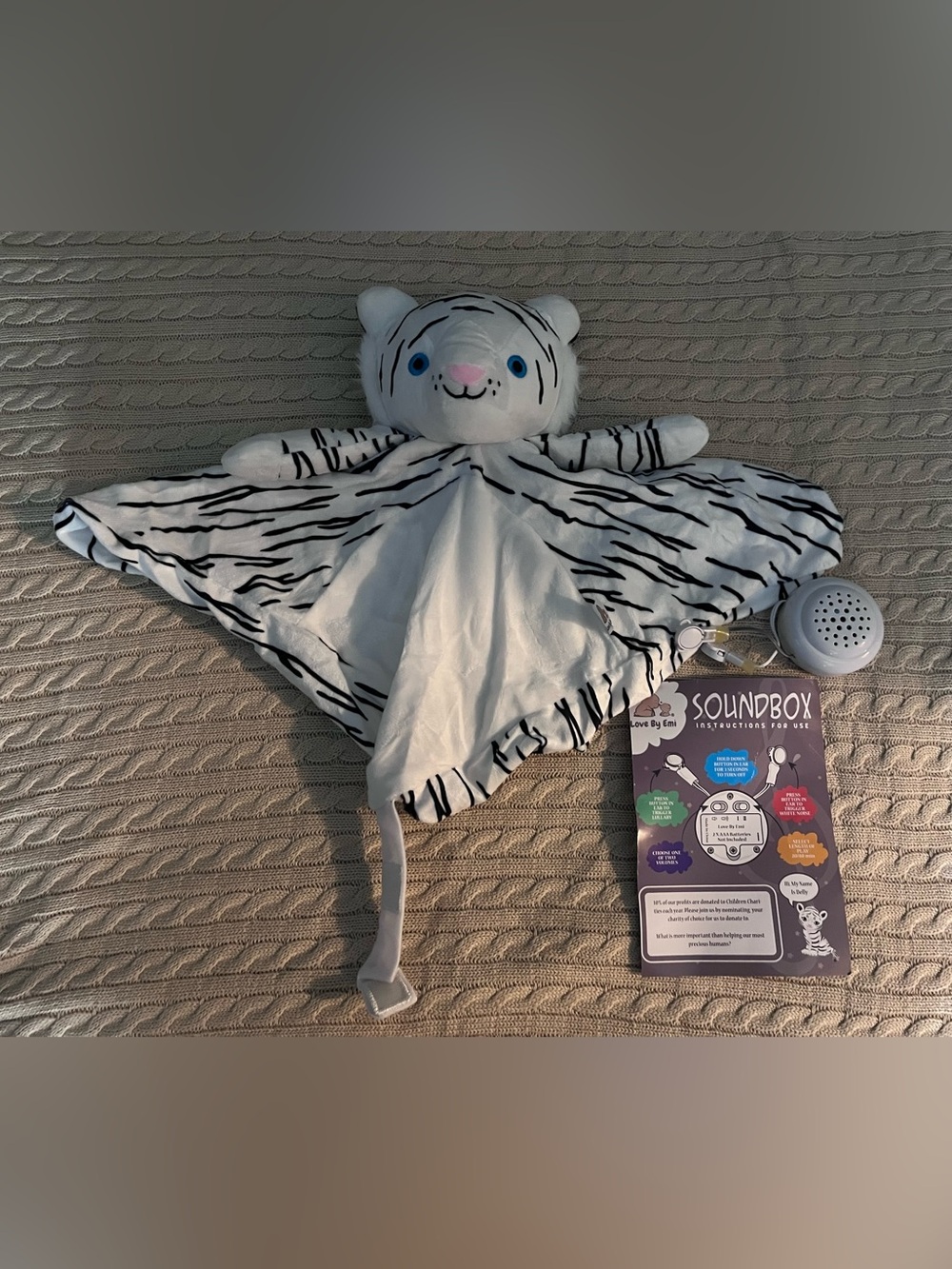 Plush White Tiger Comforter Lovey - Soft Security Blanket for Kids